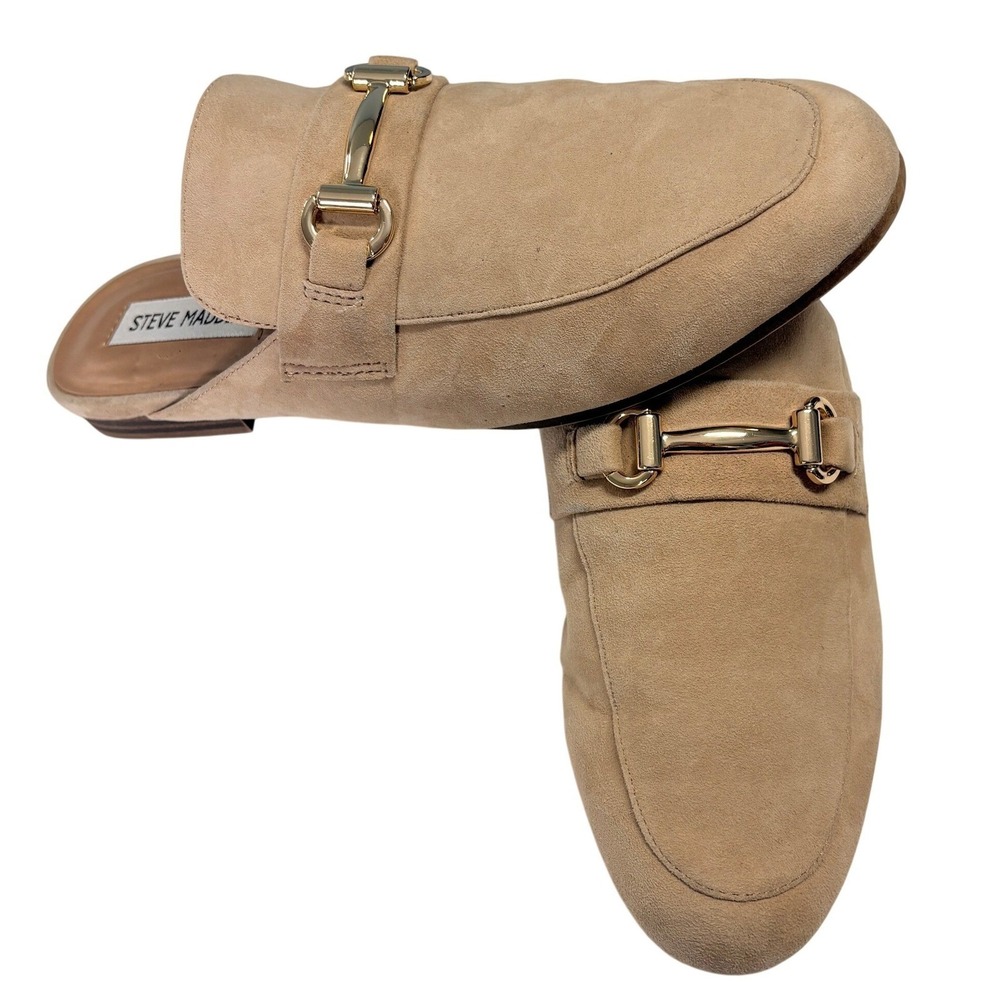 Steve Madden Horsebit Mules Size 9 Kandi Loafers Preppy Minimalist Old Money Tan